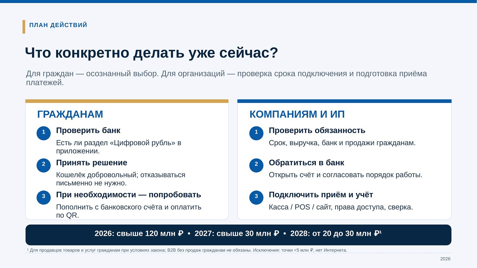Что конкретно делать уже сейчас: план действий для граждан, компаний и ИП, этапы подключения 2026–2028
